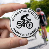 50 and Still Rolling Cyclist Birthday Cycling Gift Button