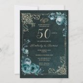 50 Aniversario Floral Vintag Einladung (Vorderseite)