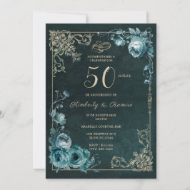 50 Aniversario Floral Vintag Einladung