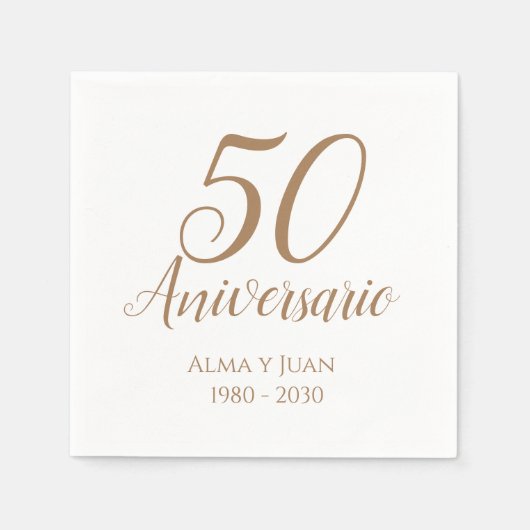 50 Aniversario Spanischer Fünfzigjähriger Napkin Serviette (Vorderseite)