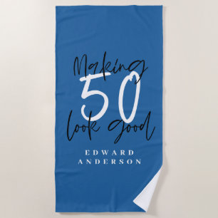 50 aussehen gut bunt Typografie Geburtstag Strandtuch