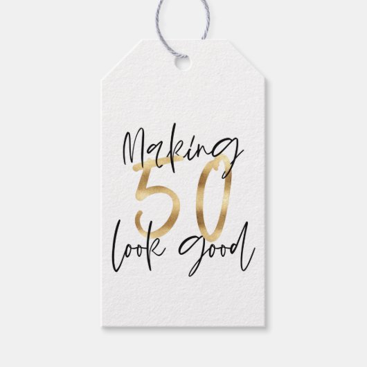 50 aussehen gut Gold Geburtstag danke Geschenkanhänger (Vorderseite)