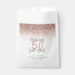 50 aussehen, gute Rose Gold Glitzer Gastgeschenk Geschenktütchen