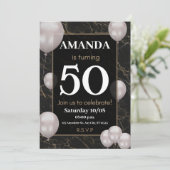 50 aussehen lassen, elegant silberner Geburtstag Einladung (Stehend Vorderseite)