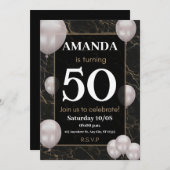 50 aussehen lassen, elegant silberner Geburtstag Einladung (Vorne/Hinten)