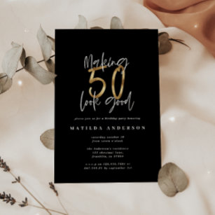 50 aussehen lassen, gute Gold-Geburtstagseinladung