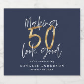 50 aussehen wie gut blaues Gold Geburtstagsparty Bierflaschenetikett (Einzelnes Label)