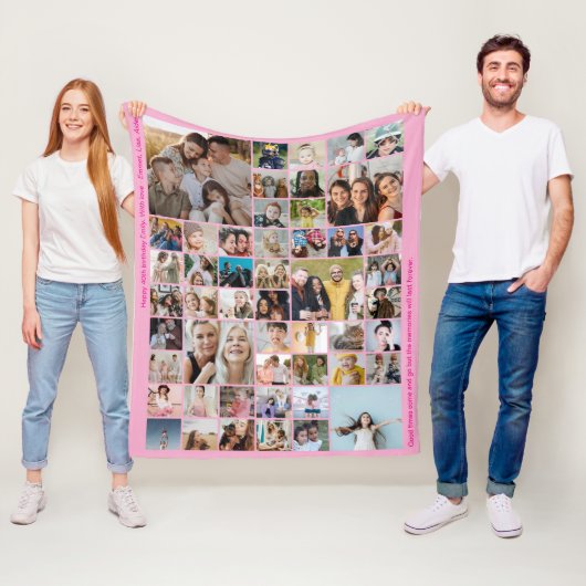 50 Bilder Foto-Collage Benutzerdefinierte Farbe Ro Fleecedecke (Beispiel)