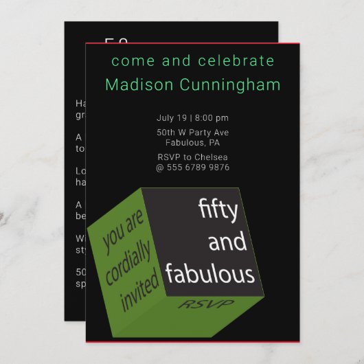 50. Birthday Geometric Cube Spektakulär Einladung (Vorne/Hinten)
