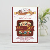 50., Birthday Man Casino, Gambling Party, Las Vega Einladung (Stehend Vorderseite)