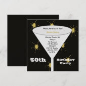 50. BIrthday Party Einladung Gold 50. Toast (Vorne/Hinten)