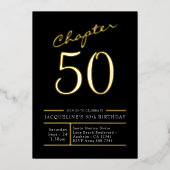 50 Black 50. Geburtstagsparty Gold Folieneinladung (Vorderseite)