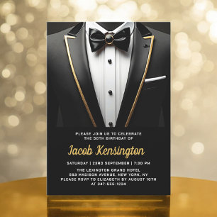 50. Black and Gold Tuxedo Geburtstagsveranstaltung Einladung