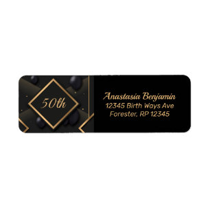 50. Black Gold Diamond Form Geburtstag personalisi