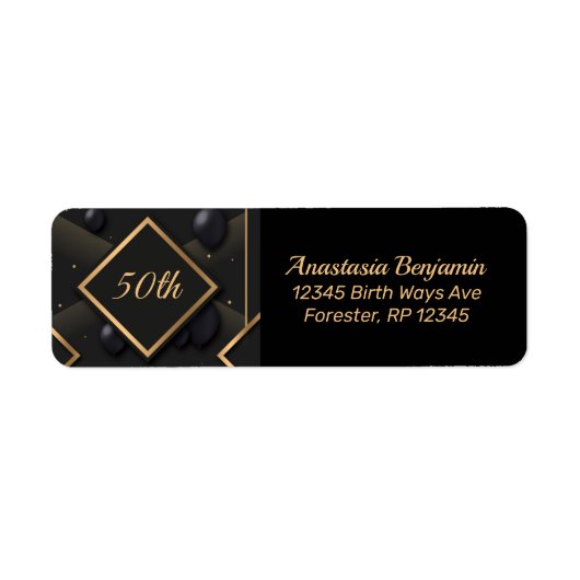 50. Black Gold Diamond Form Geburtstag personalisi (Vorne)