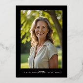 50. Black Rose Gold Foto auf Back Custom Birthday Folieneinladung (Rückseite)