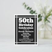 50. Black Simple Birthday Einladung Postcard (Stehend Vorderseite)