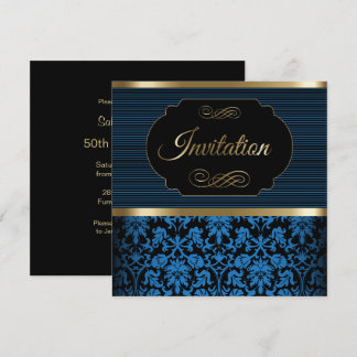 50. Blau des Geburtstags-Party-|, Gold u. Einladung