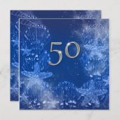 50. blauer SilberGeburtstag tropisch Einladung (Vorne/Hinten)