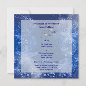 50. blauer SilberGeburtstag tropisch Einladung (Rückseite)