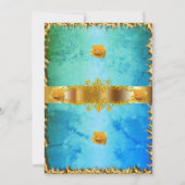 50. Blue Aquamarin Birthday Party Einladung (Rückseite)