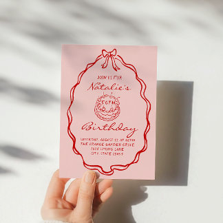 50. Bow Hand Drawn Coquette 50 Geburtstag Einladung