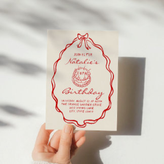 50. Bow Hand Drawn Coquette 50 Geburtstag Einladung