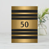 50. Bronze Gold Metal Black Masculine Party Einladung (Stehend Vorderseite)