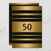 50. Bronze Gold Metal Black Masculine Party Einladung (Vorne/Hinten)