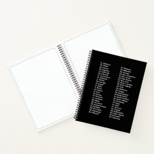 50 Bundesstaaten Alphabetische Reihenfolge Schwarz Notizblock