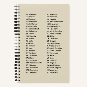 50 Bundesstaaten in alphabetischer Reihenfolge – B Notizblock