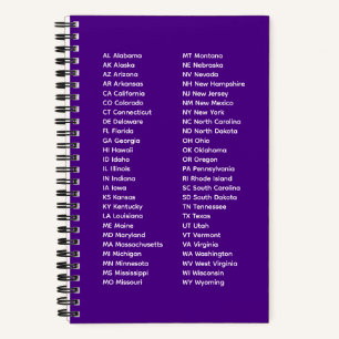 50 Bundesstaaten in alphabetischer Reihenfolge – K Notizblock
