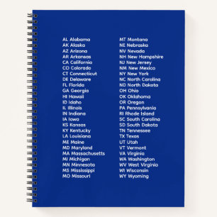 50 Bundesstaaten in alphabetischer Reihenfolge – R Notizblock