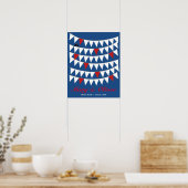 50 Bunting Red Blue Wedding Guest Book Poster (Küche)