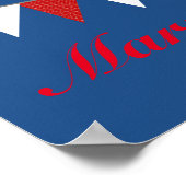 50 Bunting Red Blue Wedding Guest Book Poster (Ecke)