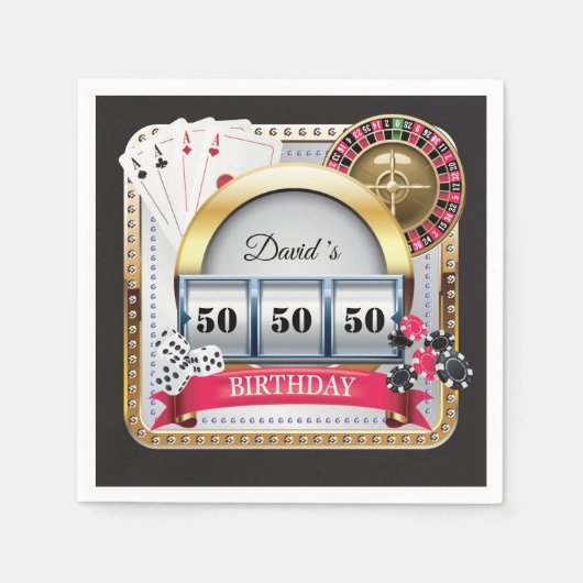 50. Casino Poker Spielkarte Geburtstag Napkins Serviette (Vorderseite)