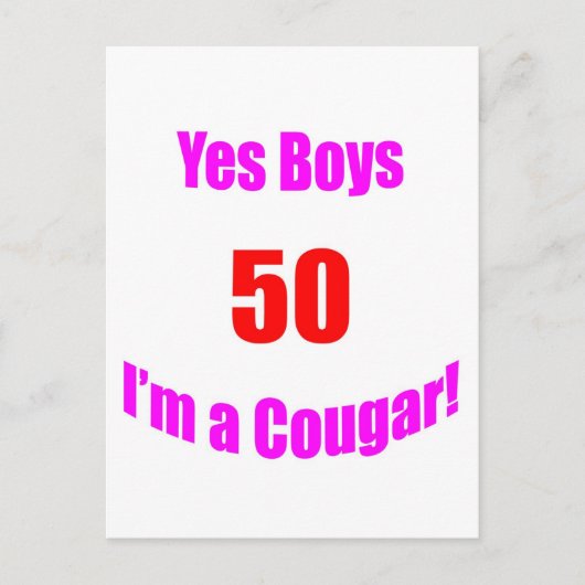 50 Cougar Birthday Postkarte (Vorderseite)
