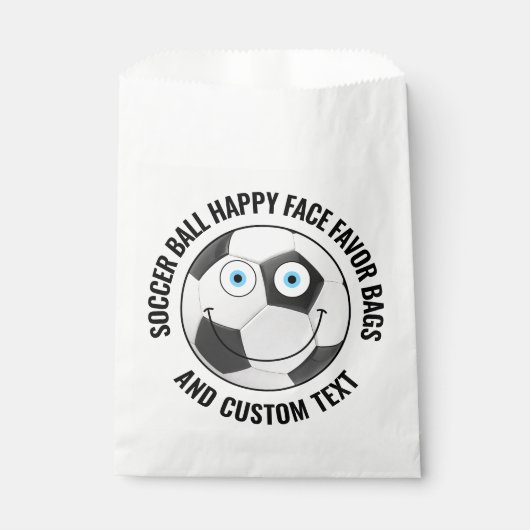 50 Custom Soccer Theme Party BLAUE EYES Happy Face Geschenktütchen (Vorderseite)