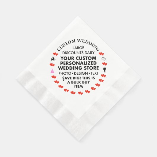 50 Custom Wedding Party 6,5" Papier Napkins Serviette (Ecke)
