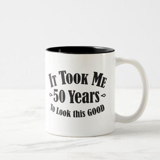 50. dauerte es mir fünfzig 50 Jahre, um gutes Zweifarbige Tasse (Rechts)