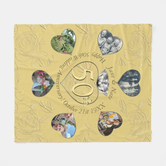 50. Diamond 6 Herz-Fotos Fleece Blanket (Vorderseite (Horizontal))