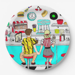 50 Diner Nostalgic Couple Holding Hands Art Pappteller