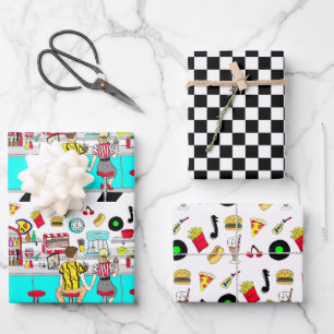 50 Diner Nostalgic Couple Holding Hands  Geschenkpapier Set