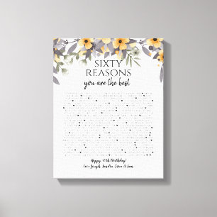 50 Dinge, die wir über Sie Liebe Silbergelbe Blume Leinwanddruck