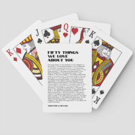 50 Dinge, die wir über Sie Liebe Vorlage Geburtsta Spielkarten