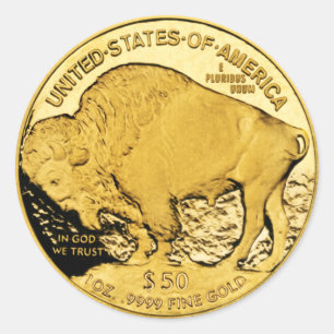 50 Dollar US Buffalo Gold Piece Round Sticker
