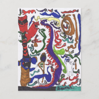 50 Drachen Postkarte