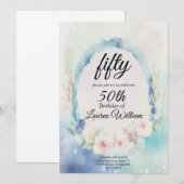 50. Einfache 50. Wasserfarbe Blumengeburt Einladung (Vorne/Hinten)
