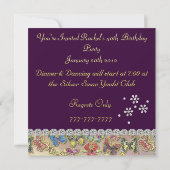 50. Einladung YELLOW & LILA Women's Birthday (Rückseite)