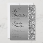 50. Elegant Silver Birthday Einladung (Vorderseite)